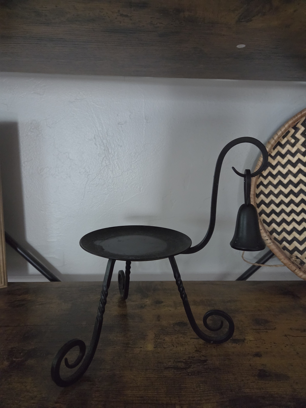 Craft Black Twisted Metal Candle Stand with Curled Legs